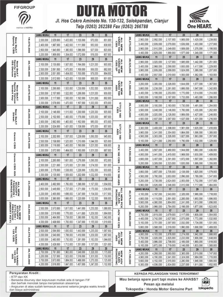 brosur motor honda cianjur